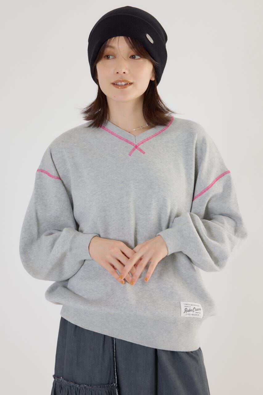 RODEO CROWNS「スウェットライク Vネックトップス」|ニット・セーター|L/T.GRY1