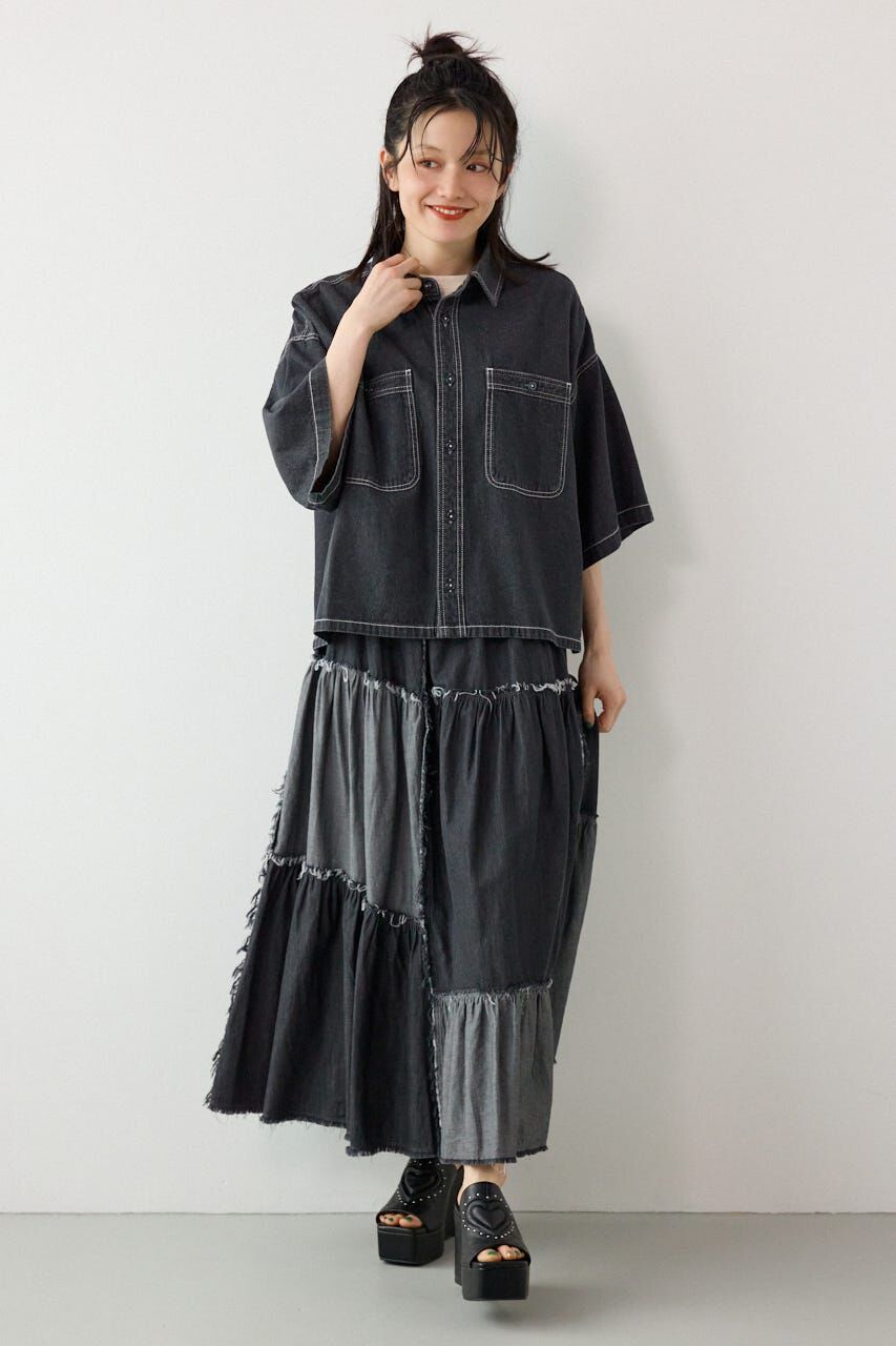 RODEO CROWNS「デニムパッチワークティアードスカート」|スカート|