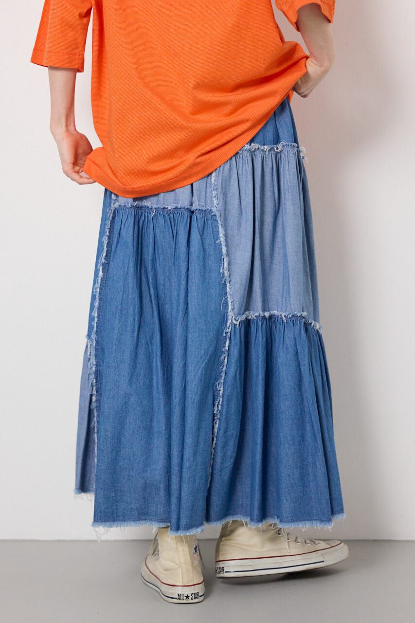 RODEO CROWNS「デニムパッチワークティアードスカート」|スカート|