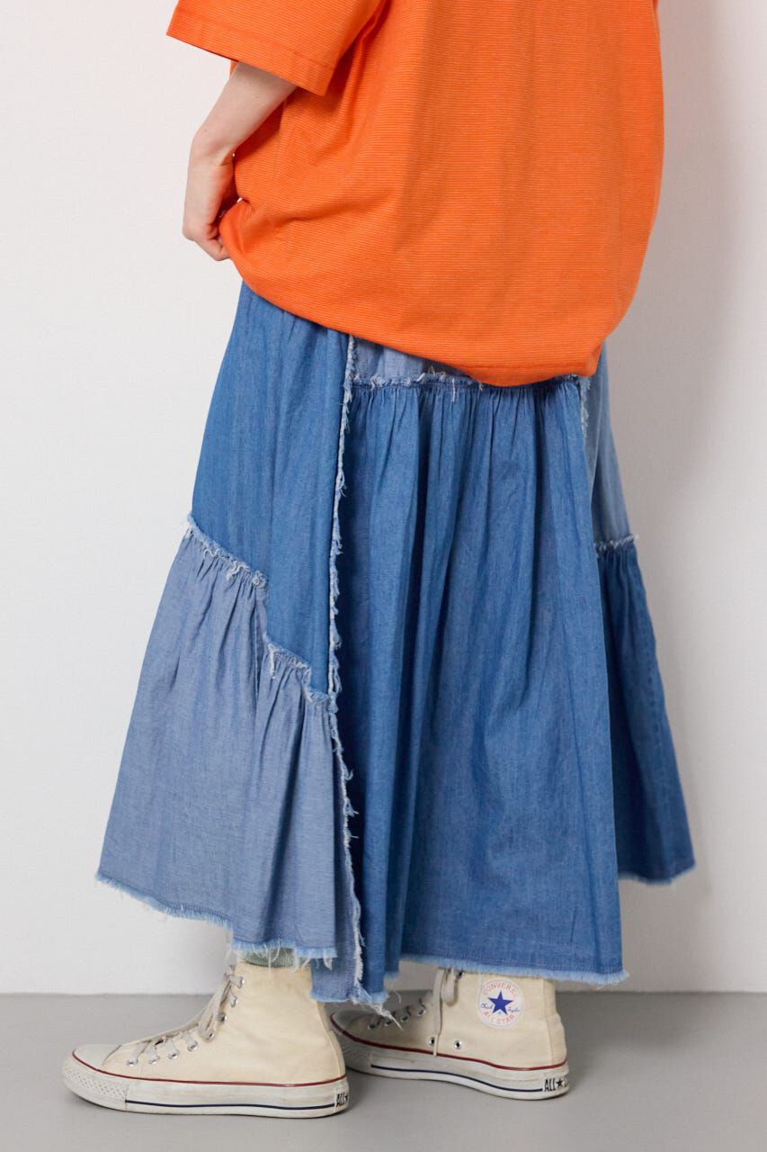 RODEO CROWNS「デニムパッチワークティアードスカート」|スカート|