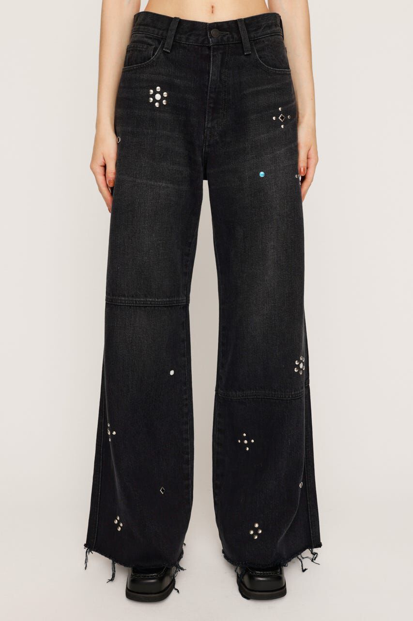 SLY「STUDS SEAM DESIGN FLARE PT-E」|デニム|