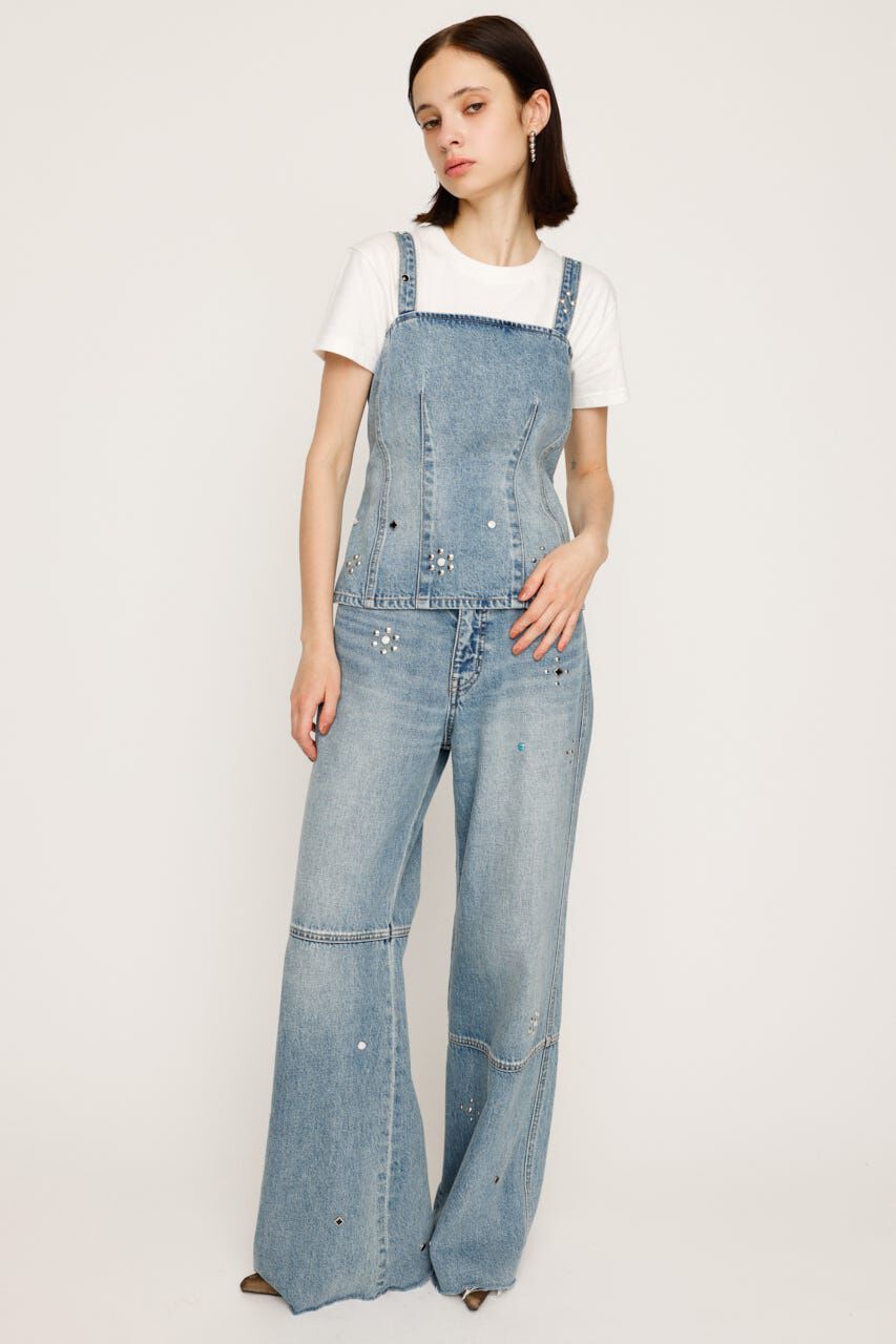 SLY「STUDS SEAM DESIGN FLARE PT-B」|デニム|