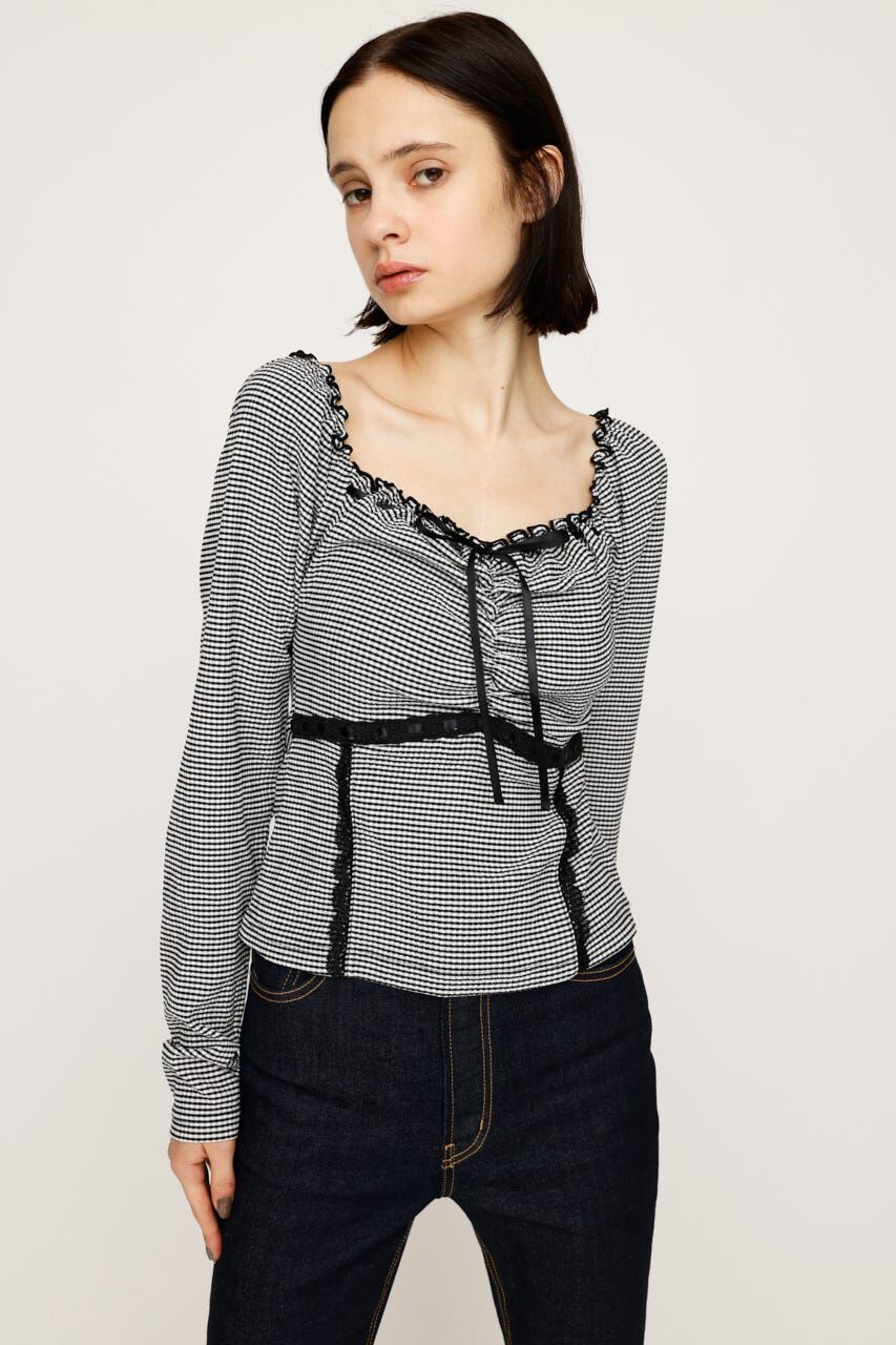 SLY「PLAID RIBBON CUT トップス」|Tシャツ・カットソー|