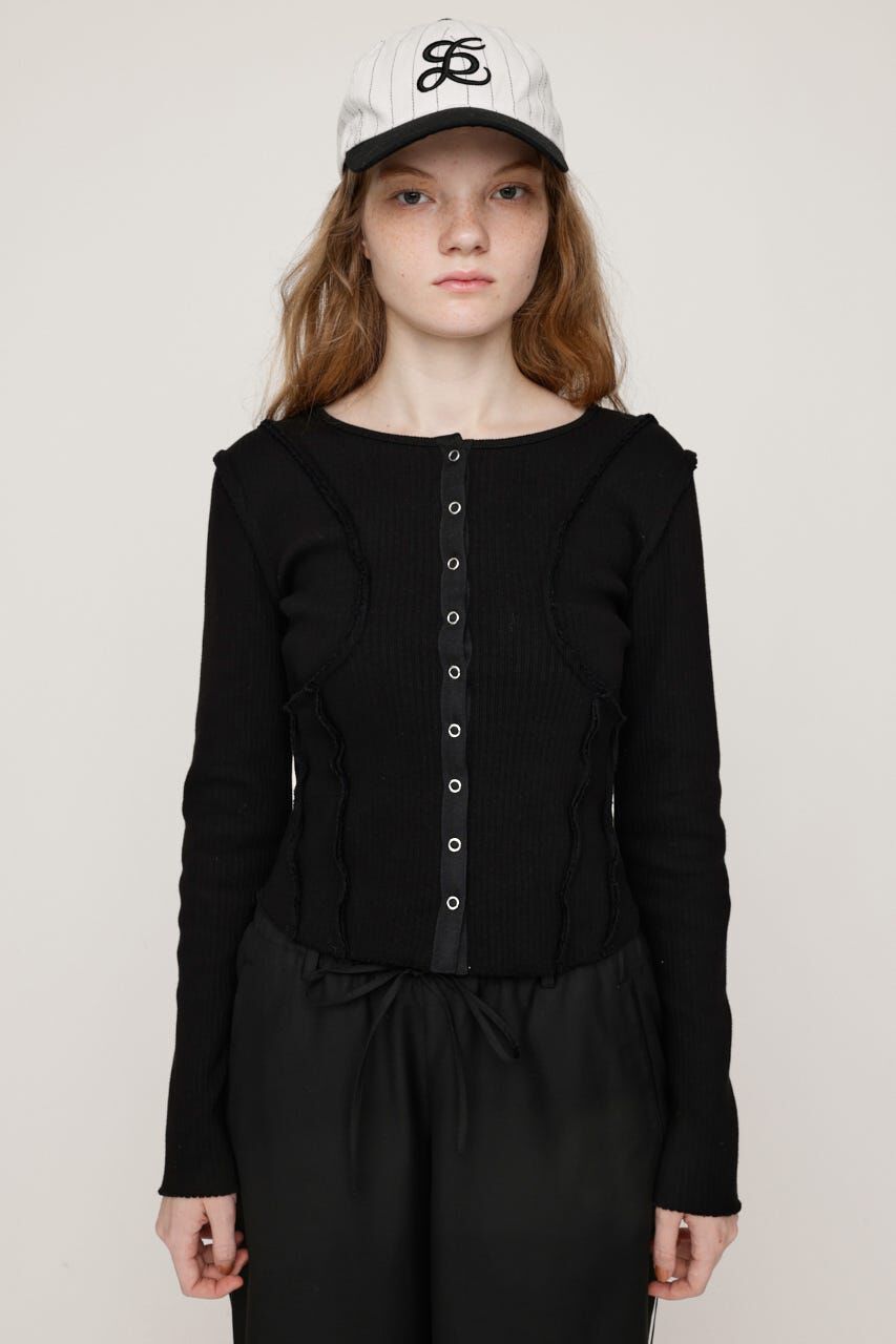 SLY「FRONT BUTTON CUT RIB トップス」|Tシャツ・カットソー|