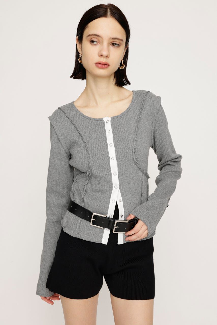 SLY「FRONT BUTTON CUT RIB トップス」|Tシャツ・カットソー|