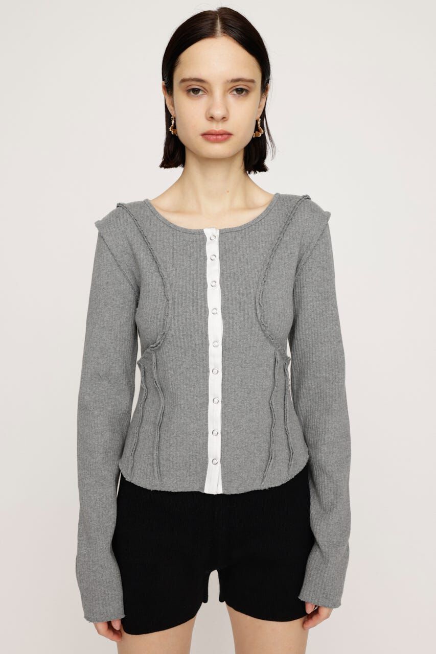 SLY「FRONT BUTTON CUT RIB トップス」|Tシャツ・カットソー|