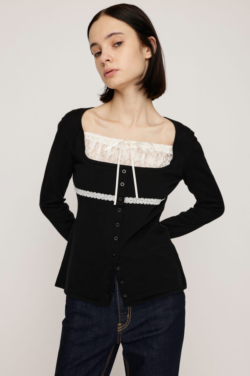 SLY「LACE DOCKING KNIT トップス」|ニット・セーター|