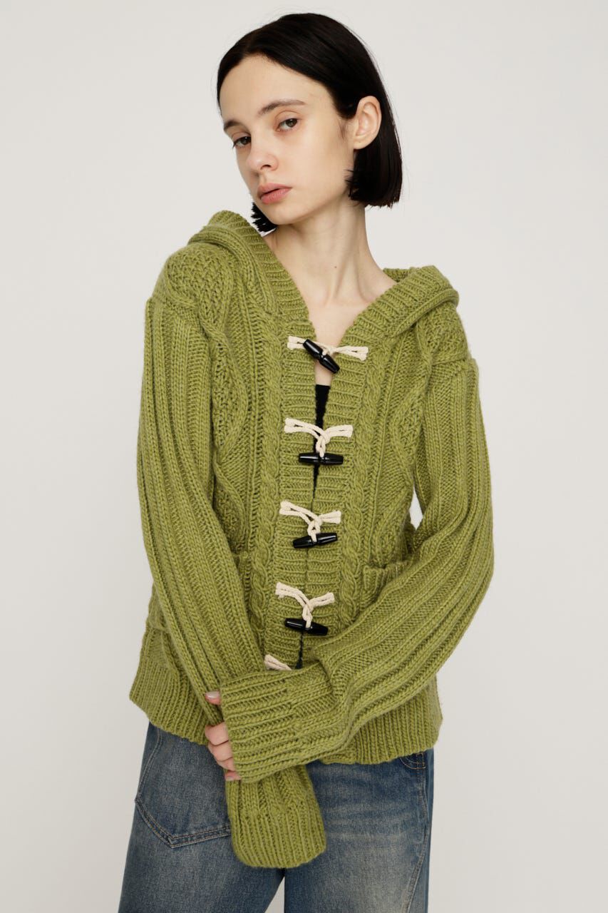 SLY「TOGGLE BUTTON CABLE KNIT カーディガン」|カーディガン|GRN