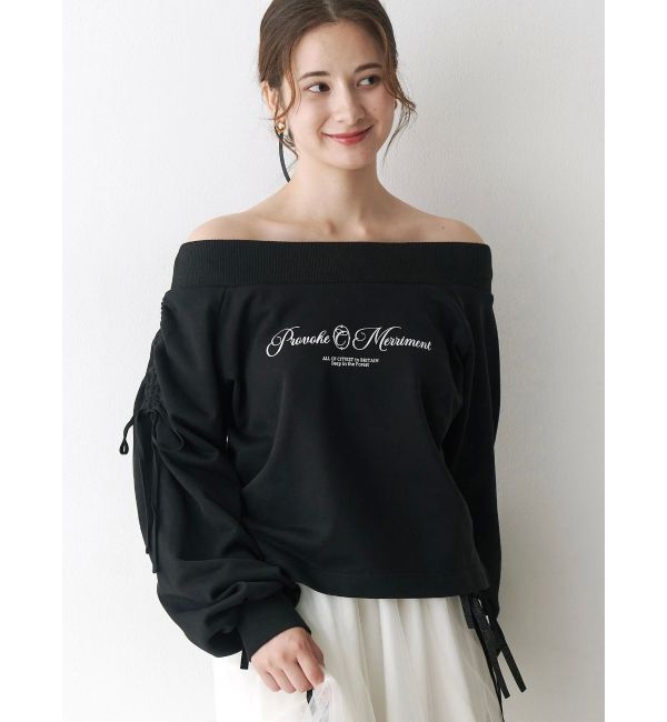 CALNAMUR「2WAY オフショルリボンスウェットプルオーバー」|Tシャツ・カットソー|