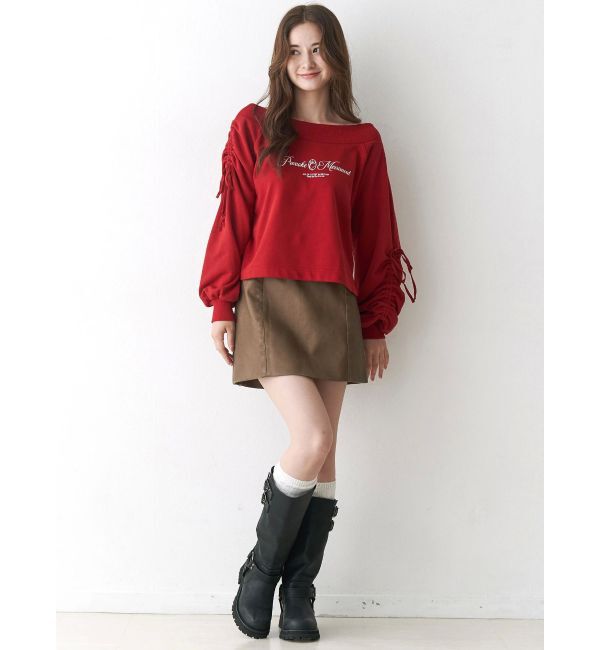 CALNAMUR「2WAY オフショルリボンスウェットプルオーバー」|Tシャツ・カットソー|