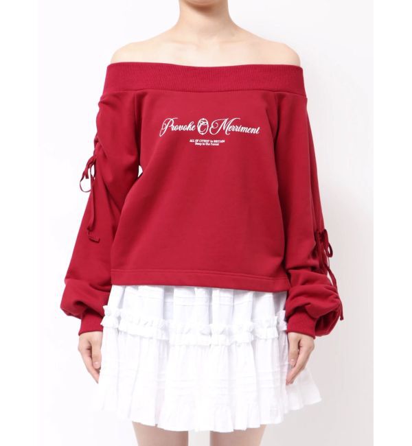 CALNAMUR「2WAY オフショルリボンスウェットプルオーバー」|Tシャツ・カットソー|