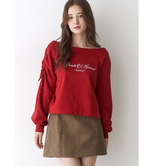 CALNAMUR「2WAY オフショルリボンスウェットプルオーバー」|Tシャツ・カットソー|