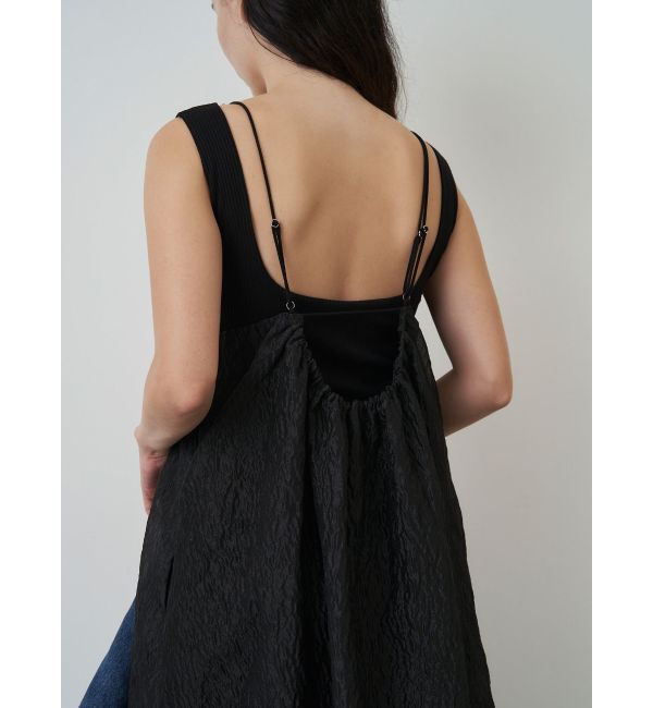 ELENDEEK「SQUARE NECK PAD TANK」|タンクトップ|ブラック