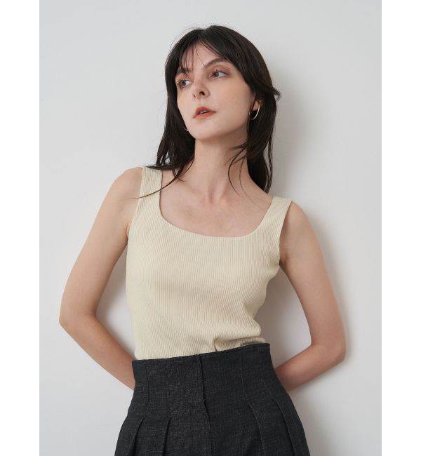 ELENDEEK「SQUARE NECK PAD TANK」|タンクトップ|イエロー
