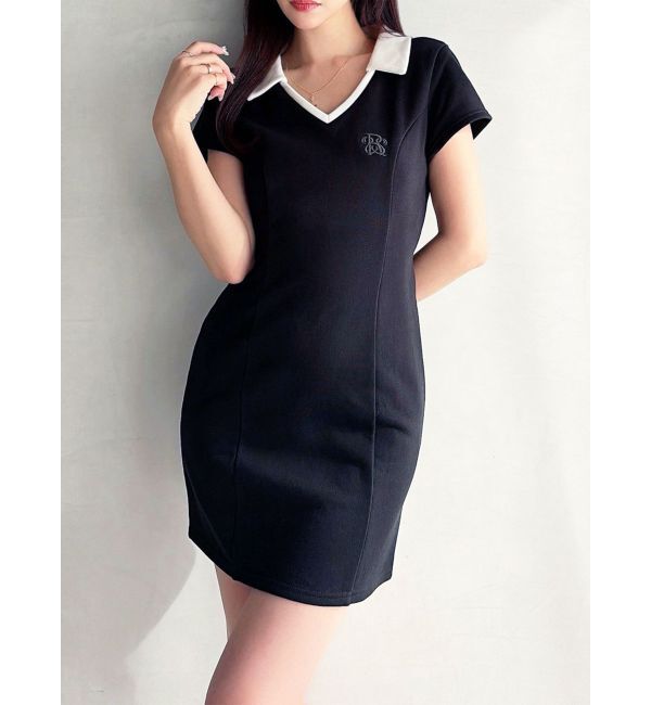 RESEXXY「バックオープンポロワンピース」|ワンピース|ブラック