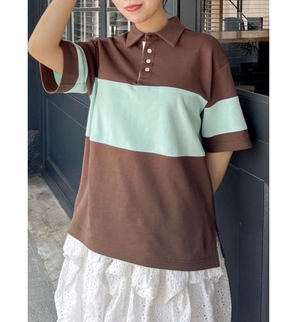 dazzlin「ラガーオーバーシャツ」|ポロシャツ|ブラウン