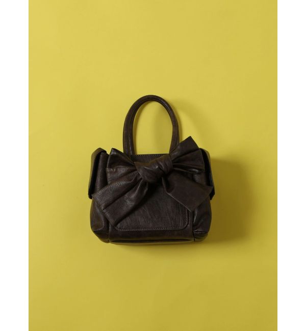 EMODA「リボンボックスバッグ」|ハンドバッグ|ブラウン