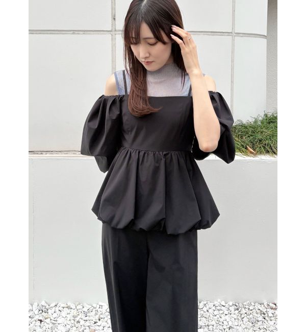 MERCURYDUO「タフタバルーンペプラムロンパース」|オールインワン|