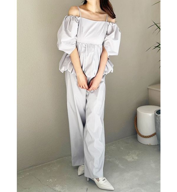 MERCURYDUO「タフタバルーンペプラムロンパース」|オールインワン|