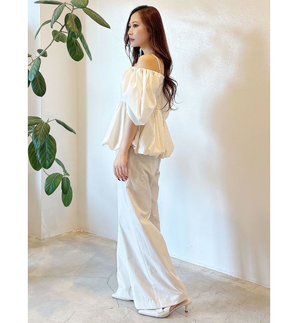 MERCURYDUO「タフタバルーンペプラムロンパース」|オールインワン|