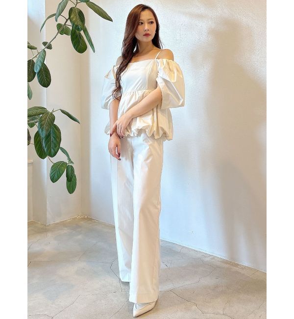 MERCURYDUO「タフタバルーンペプラムロンパース」|オールインワン|