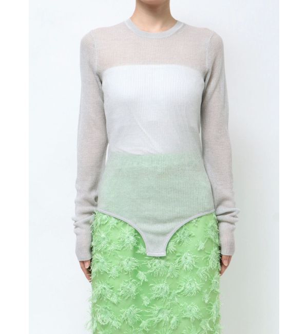MERCURYDUO「【OUNNOUN】シアーリブボディースーツ」|ニット・セーター|