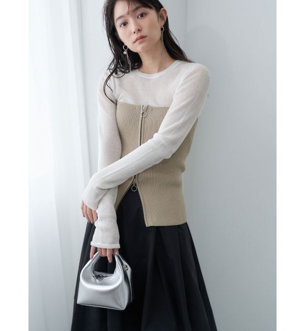 MERCURYDUO「【OUNNOUN】シアーリブボディースーツ」|ニット・セーター|