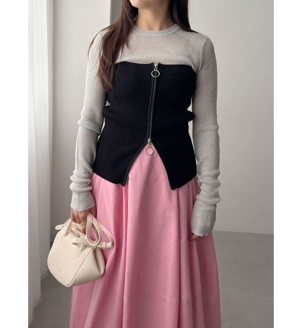 MERCURYDUO「【OUNNOUN】シアーリブボディースーツ」|ニット・セーター|