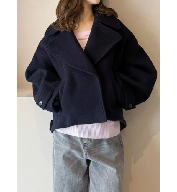 MERCURYDUO「【OUNNOUN】コクーンショートコート」|その他|ネイビー