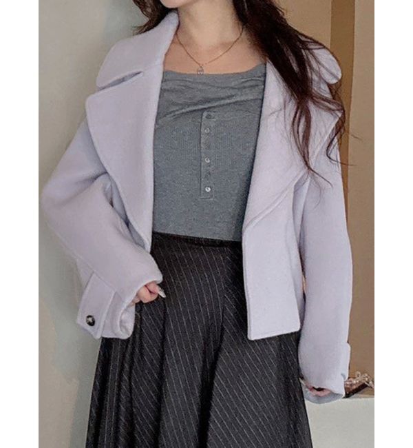 MERCURYDUO「【OUNNOUN】コクーンショートコート」|その他|ラベンダー