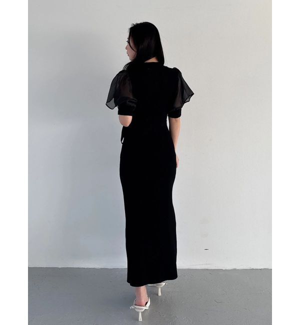 MERCURYDUO「異素材スリーブリブマーメイドワンピース」|ワンピース|