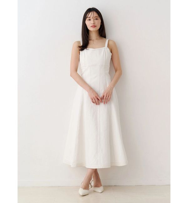 MERCURYDUO「デニムフィットアンドフレアバックレースアップジャンスカ」|ワンピース|
