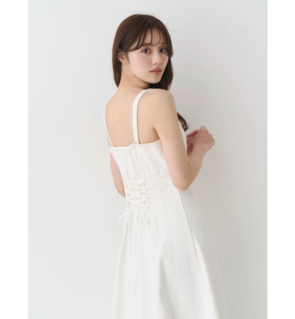 MERCURYDUO「デニムフィットアンドフレアバックレースアップジャンスカ」|ワンピース|