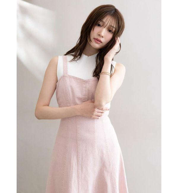 MERCURYDUO「デニムフィットアンドフレアバックレースアップジャンスカ」|ワンピース|