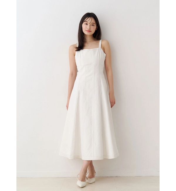 MERCURYDUO「デニムフィットアンドフレアバックレースアップジャンスカ」|ワンピース|