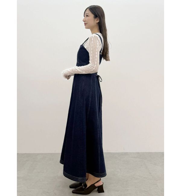 MERCURYDUO「デニムフィットアンドフレアバックレースアップジャンスカ」|ワンピース|