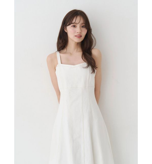 MERCURYDUO「デニムフィットアンドフレアバックレースアップジャンスカ」|ワンピース|