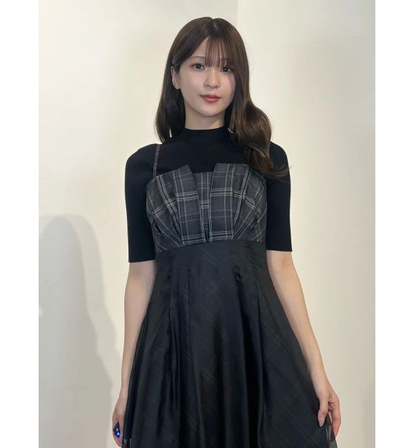 MERCURYDUO「チェックシアーレイヤードキャミワンピース」|ワンピース|
