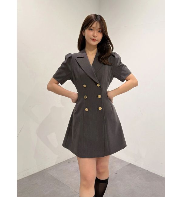 MERCURYDUO「ハーフスリーブフィットアンドフレアジャケットワンピース」|ワンピース|