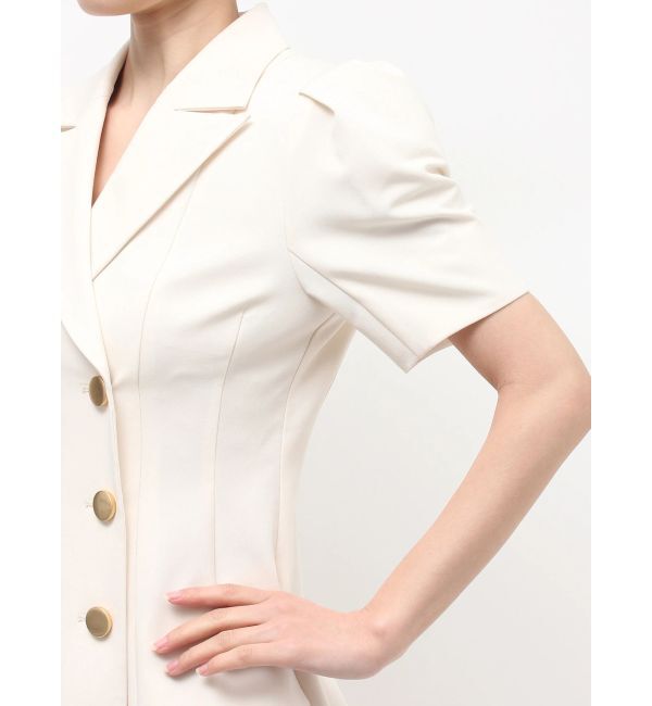 MERCURYDUO「ハーフスリーブフィットアンドフレアジャケットワンピース」|ワンピース|