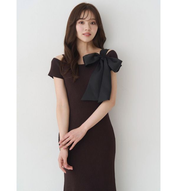 MERCURYDUO「ワンショルリボンティアードニットワンピース」|ワンピース|