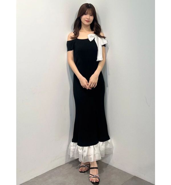 MERCURYDUO「ワンショルリボンティアードニットワンピース」|ワンピース|