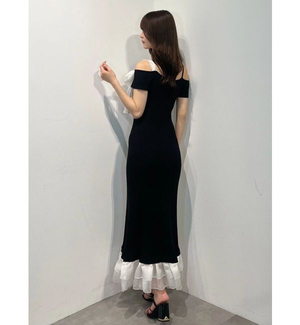 MERCURYDUO「ワンショルリボンティアードニットワンピース」|ワンピース|