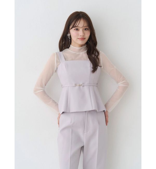 MERCURYDUO「ペプラムビスチェパンツセットアップ」|オールインワン|