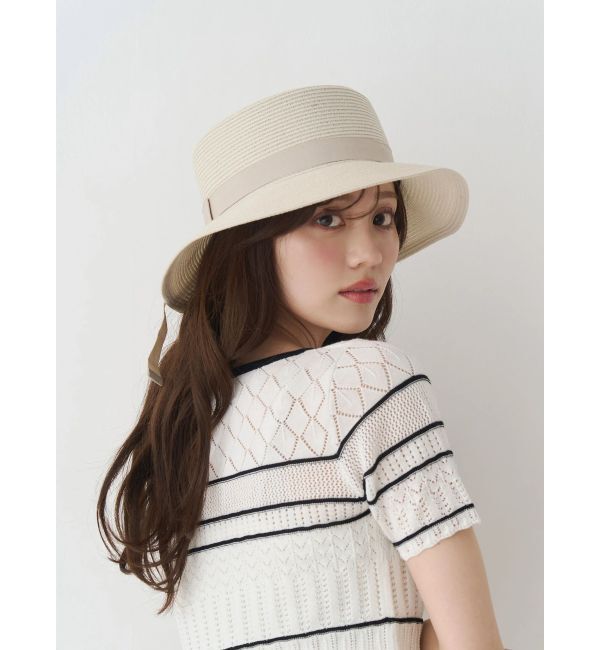 MERCURYDUO「ウォッシャブルブレードツバ広カンカン帽」|ストローハット|