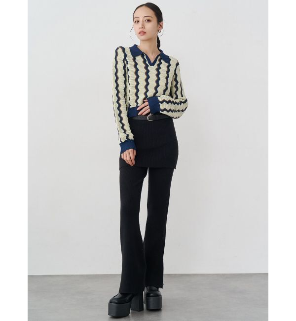 MURUA「スカートレイヤードニットフレアパンツ」|その他|