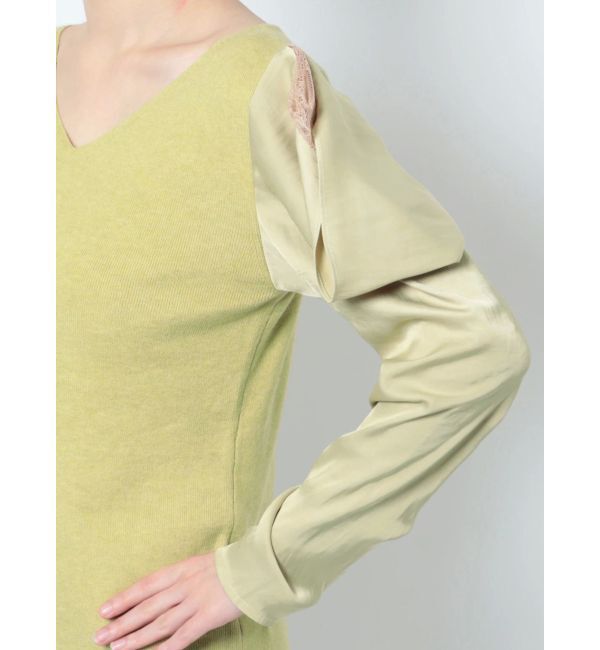 LAGUNAMOON「ドレープレイヤードスリーブニットプルオーバー」|ニット・セーター|