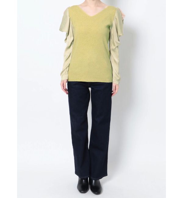 LAGUNAMOON「ドレープレイヤードスリーブニットプルオーバー」|ニット・セーター|