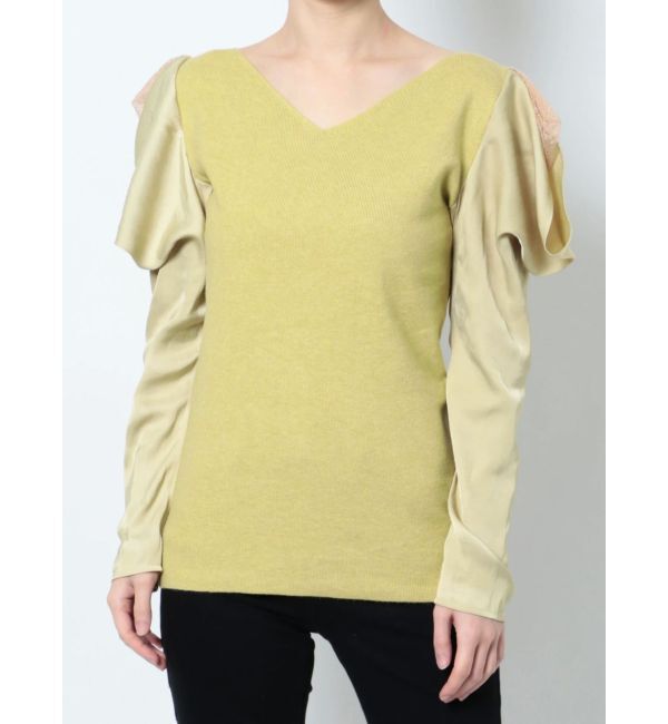 LAGUNAMOON「ドレープレイヤードスリーブニットプルオーバー」|ニット・セーター|