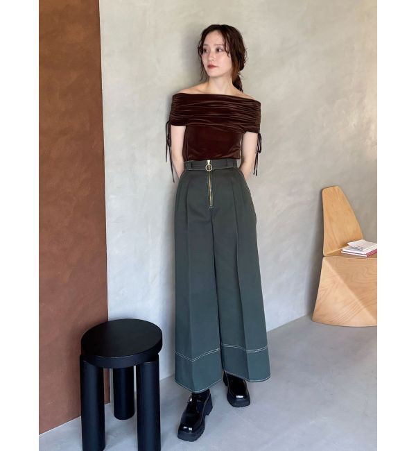 LAGUNAMOON「ライトベロアオフショルトップス」|Tシャツ・カットソー|